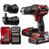 Einhell Trapano avvitatore a batteria TE-CD 18/45 3X-Li +22 2x2,0 Ah PXC (mandrino amovibile, attacco angolare, eccentrico, 22 accessori te, 2 batterie da 2,0 Ah, caricabatteria + E-Box)