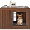 COSTWAY Gabbia per Cani con Doppie Porte Bloccabili, Cuccia in Legno per Cani con Cusino e Rete Metallica Antimorso, Kennel per Animali di Piccola e Media Taglia, per Uso Interno, 92 x 59 x 66,5 cm