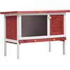 HOMIUSE Conigliera per Esterni con Piano Singolo Rosso e Bianco in Legno 90x45x65 cm Casetta Piccoli Animali Gioco Spazio di Movimento Allenamento Area di Riposo per Conigli Cavie e Altri Animali