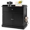 COSTWAY Mobile per Lettiera Gatti in Legno, con Portaoggetti, 2 Ante, Cassetto e Ingresso Laterale, Mobiletto Multiuso per Ingresso e Soggiorno, 76 x 53 x 74 cm, Carico Massimo 30 kg (nero)