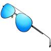 ATTCL Occhiali da sole pilota polarizzati da uomo con protezione UV con montatura in metallo QL2033 blue