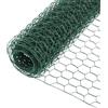 NUOOO Recinzione a rete metallica esagonale, filo di coniglio, rete a maglia fine rivestita in PVC, verde con guanti e 50 fascette per cavi per recinzioni di animali, oggetti artigianali e orto
