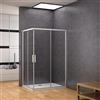 GENERIC 185 cm Box Doccia Angoalre Porte Scorrevoli Vetro Temperato 5 mm Trasparente Profilo Argento Opaco 80x100 cm