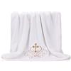 LACOFIA Asciugamano da battesimo Coperta del battesimo per unisex bambino,Bianco con ricamo a croce dorata,Asciugamano da bagno completo taglia 150 * 75 CM