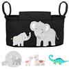 GLÜCKSWOLKE Borsa per Passeggino - 12 Motivi I Organizer per Carrozzina Neonato I Portaoggetti con Dispenser per Salviette I Universale Organizzatore Bambini Neonati I Motivo Elefante (colore nero)