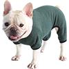 BT Bear Pigiama per cani, pigiama morbido a quattro zampe, tuta per bulldog francese, tutina per cani di taglia piccola e media (verde nerastro, XXL)