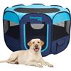 KingCamp Recinto Gioco per Cani 91 x 91 x 58 cm, Pop-up Recinzione Pieghevole con Rete Traspirante per Animali Domestici, Portatile Box per Gatto Coniglio Interno Esterno, in Tessuto Oxford, Blu M