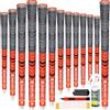 SAPLIZE Manopole da golf 13 pezzi con kit di rigonfiamento completo, dimensioni standard, impugnature ibride per mazze da golf, arancione