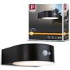 Paulmann 94570 Eileen - Lampada da parete a LED solare per esterni, con sensore di movimento, IP44, 3000 K, 300 lm, incl. 1 x 5,5 W, bianco caldo, nero, senza fili, plastica ricaricabile