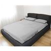 GEMITEX Completo letto Matrimoniale, Colore GRIGIO MEDIO, con Trattamento NO-STIRO, effetto Raso, in 100% Microfibra di poliestere. Composto da 2 lenzuola e 2 federe TINTA UNITA. Made in Italy