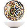 pengo H&H Positano Piatto Fondo in Stoneware Decorato 20 cm, Decoro Maioliche Mediterranee Multicolore, Ideale per Zuppe, Pasta e Risotti, Lavastoviglie e Microonde