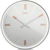Mebus Orologio da parete TinyTime con numeri romani, orologio da parete senza ticchettio, diametro 25 cm, quadrante classico grigio chiaro, cassa argentata, accenti color rame, 19779