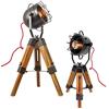 B·LED BARCELONA LED Barcelona LED Lampada da tavolo da terra Design industriale vintage con treppiede in legno e proiettore regolabile nero E27 Edison per bar camera da letto testiera soggiorno Nordica Studio Comodino