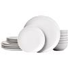 Amazon Basics - Servizio di piatti per 6 persone, 18 pezzi, Coppa di porcellana bianca