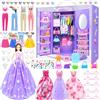 BNUZEIYI 65 Vestiti e accessori per Bambole con Armadio per Bambole da 11,5 pollici - Set di Bambola di Design Inclusi Abiti da Sposa e Vestiti di Moda Top e Pantaloni per Ragazze (include la bambola)