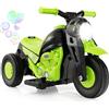 COSTWAY Moto Elettrica per Bambini con Creatore di Bolle, Auto a Bolle per Bambini da 6V, Pulsante Musicale, Faretto a LED, Capacità di 30 kg, per Bambini 3+ anni (Verde)