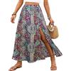 ABINGOO Donne Lunga Retro Gonna Vita Elastica Spiaggia Maxi Gonna Stampata con Spacco Gonna A-Line Boho Casual Gonna(Viola,S)