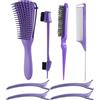Daletu Kit pettini per capelli 4 pezzi, spazzola districante, pettini professionali per parrucchieri, pettine a coda districante con punta, spazzola a doppio bordo per saloni e donne, uomini, bambini