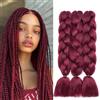 Dcbaboo Extension per Treccine Africane 60cm Extension Capelli Finti per Treccine Africane Extension Trecce Capelli Sintetici Kanekalon 3 Ciocche Ombre Jumbo Braiding Hair, Vino Rosso