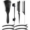 Daletu Kit pettini per capelli 4 pezzi, spazzola districante, pettini professionali per parrucchieri, pettine a coda districante con punta, spazzola a doppio bordo per saloni e donne, uomini, bambini