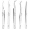 Obeyalash 5 Pezzi Pinzette in Acciaio Inossidabile per Extension Ciglia Professionale Diritto e Curvo Tip Pinza di Precisione Pinzetta per Estensioni Ciglia, Nail Art, Creazione di Gioielli