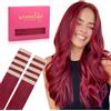 WENNALIFE Extension Capelli Veri Biadesivo, 10pz 30cm 20g Rosso borgogna Extension Biadesive Capelli Veri Lisci Remy Tape in Hair Extensions Capelli Setosi Solo per L'aggiunta di Colori