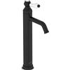 Jacob Delafon - Miscelatore lavabo con beccuccio alto Louise - Design retrò, manico in ceramica - Risparmio d'acqua - 17 x 36,2 x 5,5 cm - Finitura nera opaca - E24361-BL