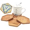 Anktily Set di 4 sottobicchieri a mosaico in bambù - ciotole vuote per lavori di bricolage, decorazioni per mosaico fai da te, bicchieri e piante, piatti sintetici (exagon)