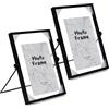 SWAWIS 2x Cornice per Foto in Piedi in Vetro A5, 15 * 20cm Portafoto in Metallo Nero, Cornici per DIY Regalo Decorazione, Rotazione dell'Angolo 60°