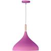 BEL AIR HOME - Lampada a Sospensione Baviera 1xE-27 (LAMPADINA NON INCLUSA) Diametro 30 cm in Metallo e Legno, Altezza Regolabile (ROSA)