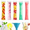Bavooty Sacchetti per Muffe Ice Popsicle,100 Pezzi Sacchetti Ghiaccioli Gelato,Stampi per Ghiaccioli,Sacchetti per Ghiaccioli Usa e Getta,Sacchetti per Popsicle con Imbuto,Utilizzato per Yogurt,Gelato Party