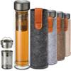 Cosumy Bottiglia da Tè con Infusore 500 ml - Vetro a Doppia Parete con Copertura di feltro - Resistente al Calore - A Prova di Perdite - Lavabile in Lavastoviglie (Antracite)