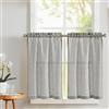 Vangao Tende per Interni a Righe in Misto Lino Nero Tende Cucina Corta Moderne 65 x 90 cm 2 pezzi Finestra Soggiorno Salotto Bistrot Country Rustico Camera da letto Semitrasparenti con passanti