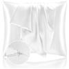 Homebliss Federe Cuscino Letto 65x65 in Raso - Federa Setoso Proteggere Pelle e Capelli - OEKO-TEX - Super Morbida e Ipoallergenico - Federa 2 Pezzi con Cerniera Bianco