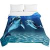 Surwin Trapuntino Copriletto Trapuntato Primaverile Estivo,Stile Moderno,Trapuntino in Morbida Microfibra con Stampa Delfino 3D Leggero Coperta Letto Singolo Matrimoniale (Famiglia Delfini,230x280cm)