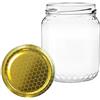 FERRAMENTA BONIFAZIO Set Completo di 90 Barattoli - Vasetti da 773ml - 1Kg con Tappo Color Oro, Vaso Ideale per la Conservazione di Miele Marmellata e Altri Alimenti (90 pezzi da 773ml - 1Kg)