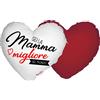 Regali Pazza idea Cuscino A Forma di Cuore Decorato - 40x40 cm - Poliestere - Design Affettuoso - Regalo Festa Compleanno - Collezione Mamma