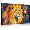 Panther Print Leonid Afremov - Dipinto a olio astratto su tela da parete per soggiorno, decorazione casa, Lion, 31x20cm (12x8in)