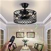TRUYOK Fan Plafoniera Retrò industriale Ventilatore da soffitto con luce e telecomando silenzioso Ventilatore Lampadario E14 gabbia Lampada da soffitto per camera da letto soggiorno Ristorante illuminazione