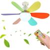 TuoyuanW Bambini Lampadario Con Ventilatore Da Soffitto Dimmerabile Acrilico Ventola Soffitto Con Luce Per Camera Da Letto Lame Colorate 3 Velocità Tri-Colour Staccabili Ventilatori Con Plafoniere Timer