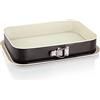Grizzly Stampo per torte con cerniera, tortiera quadrata, 35 x 24 cm, colore: nero e crema, con protezione antigoccia, antiaderente, grande, tortiera alta e rettangolare