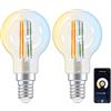 ANTELA Lampadine Alexa Inteligente WiFi LED Dimmerabile E14 P45, 4,5W 470LM 2700K-6500K Bianco Freddo/Caldo, Compatibile con Alexa/Google Home, Controllo Vocale, Controllo APP, 2Pezzi