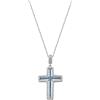 Amen Collana da Donna Amen CLCRVBBLZ_0, Large, Argento Sterling, Zirconi Blu