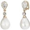 Traveller Orecchini a clip - Pendenti - Perla di goccia bianco - Cristallo - placcati oro 22 carati - 110679