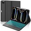 IVEOPPE Tastiera iPad Pro 11 2024 con Touchpad, Cover Tastiera Trackpad Italiano Retroilluminata Bluetooth Staccabile per iPad Pro 11 M4 2024, Nero