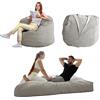 MAXYOYO - Poltrona a sacco convertibile, grande divano con morbido rivestimento in microfibra, perfetta per il salotto o per giocare, grigio, 1 piazza