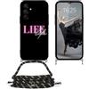 EuoDuo Cover Cordino per Samsung Galaxy A55 5G Cellulare Laccio Custodia con Nero Disegni Carino Silicone TPU Antiurto Protettivo Regolabile Corda Case - LIFE