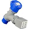 ELETTROWATT - Adattatore Sdoppiatore Industriale Spina CEE IP44, 1 Presa CEE IP44 e 1 Presa Civile Bipasso