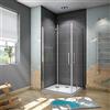 AICA 185cm Box Doccia Angolare Doppia Porta Apertura Battente-Pieghevole Vetro 6 mm Temperato Trasparente Anticalcare 90x70cm