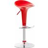 CLP Sgabello Design Saddle In Plastica I Sgabello Penisola Cucina Con Poggiapiedi I Sgabello Girevole Regolabile Alt. 60-81 CM, Colore:rosso